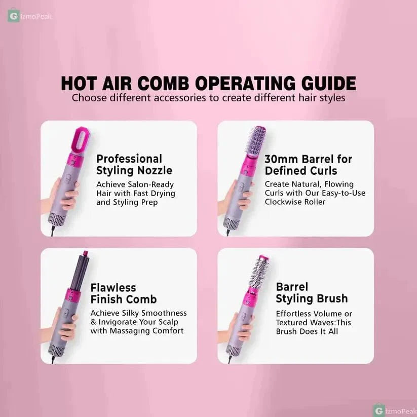 5 in 1 Hair Styler Set - Curl, Straighten, Wave & VolumizerQuickTechQuickTech5 - in - 1 Hair - Styler Set Manual Curl, Straighten,Wave, and Volumizer QuickTech QuickTech