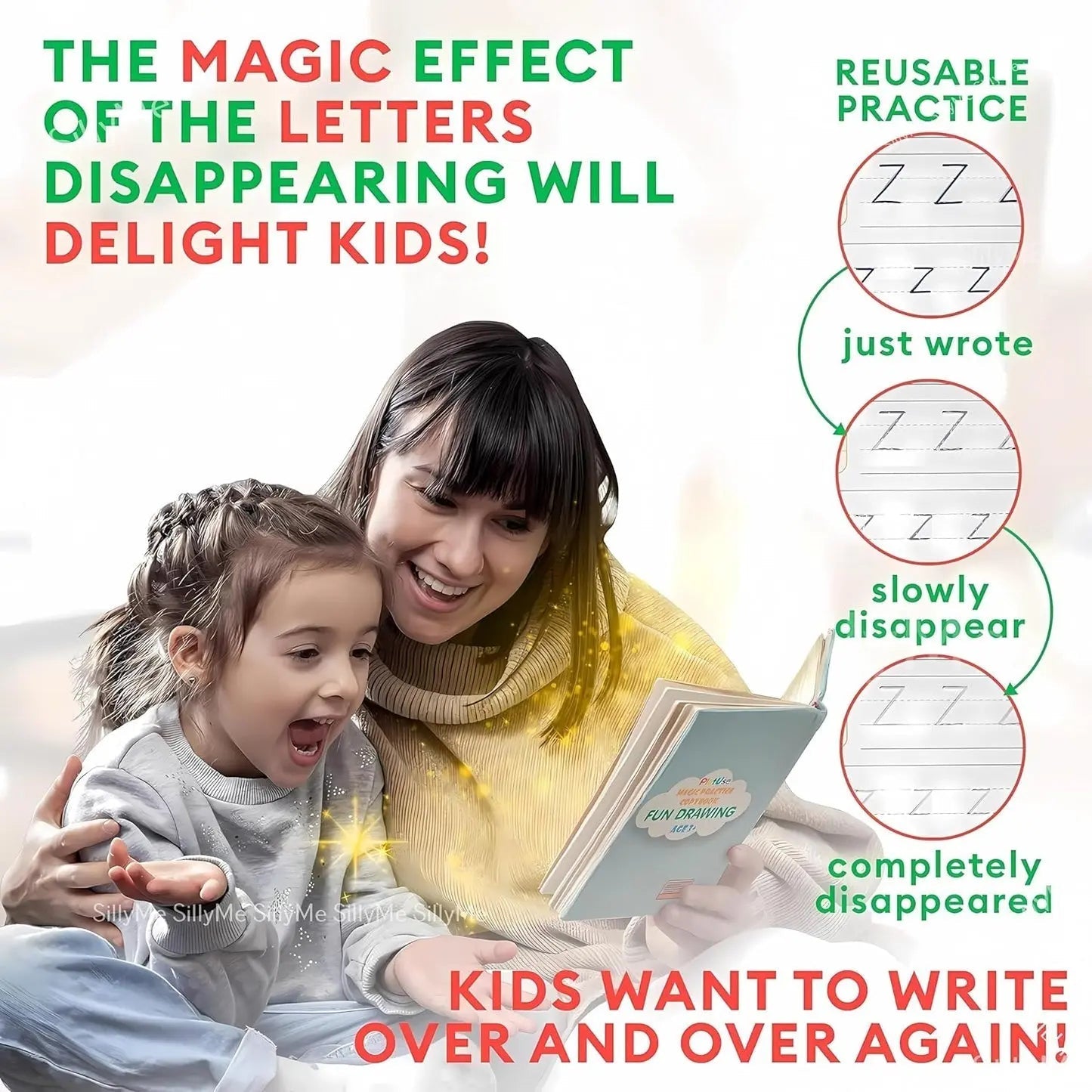 Kid's Magic Reusable CopyBook (10 Refill, 4 Book, 1 Pen, 1 Grip) QuickTech